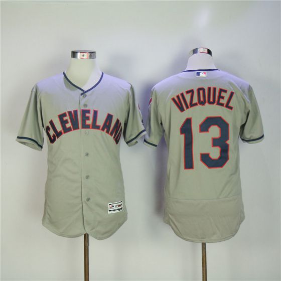 Men Cleveland Indians #13 Vizquel Grey Elite MLB Jerseys->cleveland indians->MLB Jersey